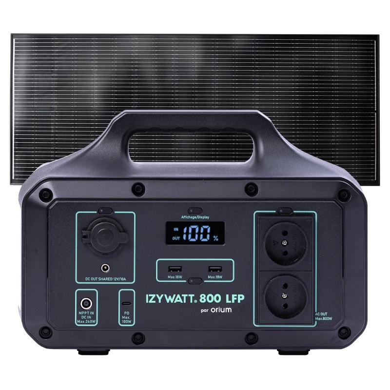 Orium Pack générateur solaire LFP Izywatt 800 + panneau solaire fixe 200W