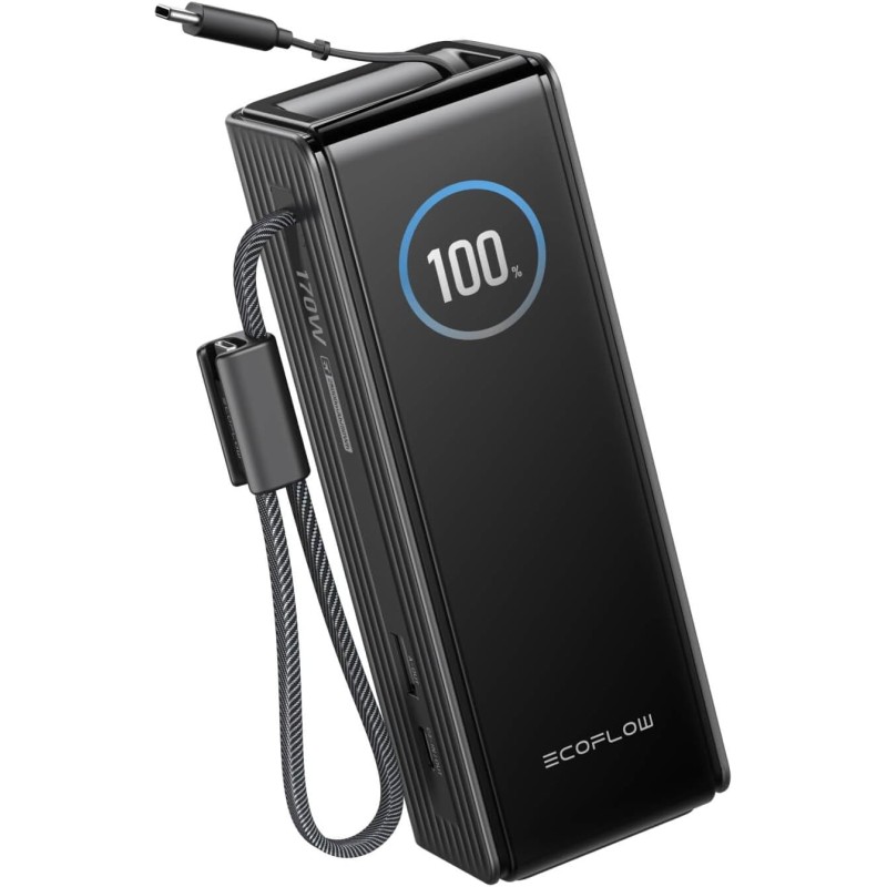 EcoFlow Batterie Externe Rapid 25 000 mAh, 170 W, câbles intégrés et rétractables